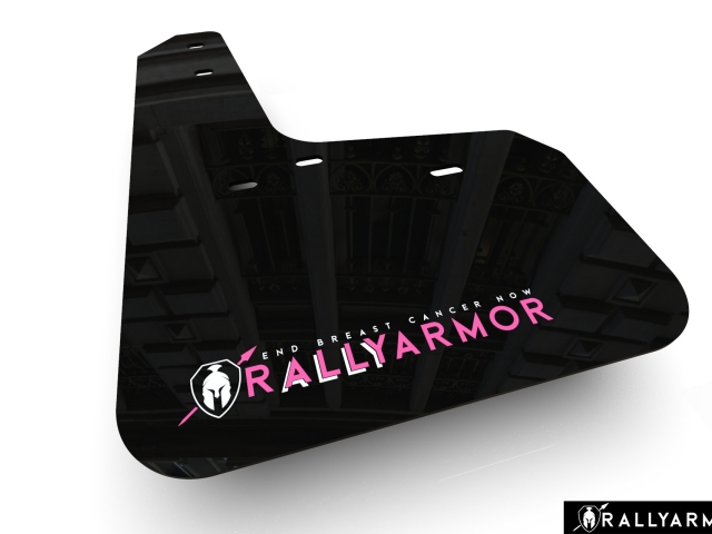RALLY ARMOR BCE Black Mud Flaps w/ Pink Logo (2017-2021 Tesla Model 3)