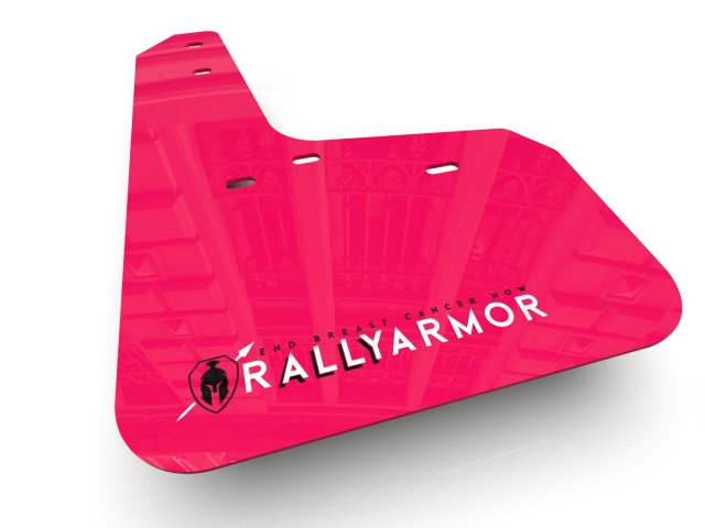 RALLY ARMOR BCE Pink Mud Flaps w/ White Logo (2017-2021 Tesla Model 3)
