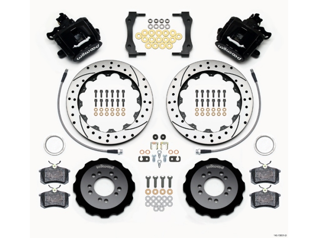 wilwood Combination Parking Brake Caliper Rear Brake Kit, Drilled & Slotted, Black (2013 Focus ST)