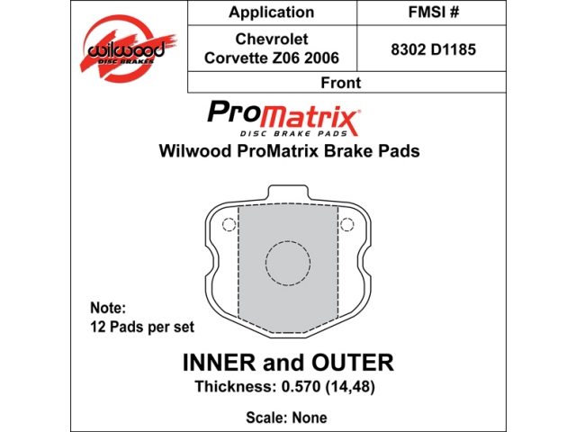 wilwood ProMatrix Brake Pads, Front & Rear [D1185] (2006-2013 Corvette Z06)
